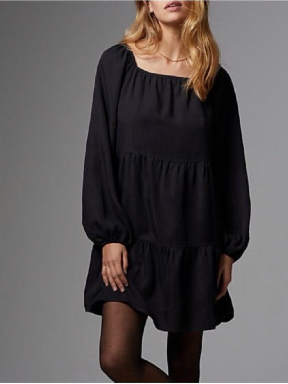Anthropologie by Amadi Verity Tiered Tunic Dress Black Sz Medium MADE in USA